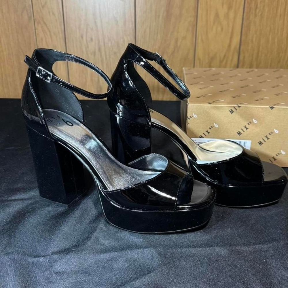 Black MIX No 6 chunky platform heels NEW IN BOX Size 10‎ - Picture 4 of 8